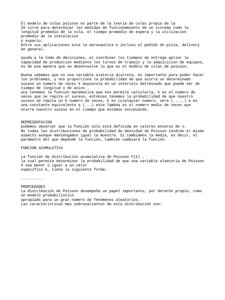 Modelo de Colas Poisson: Teoría y Aplicaciones | PDF