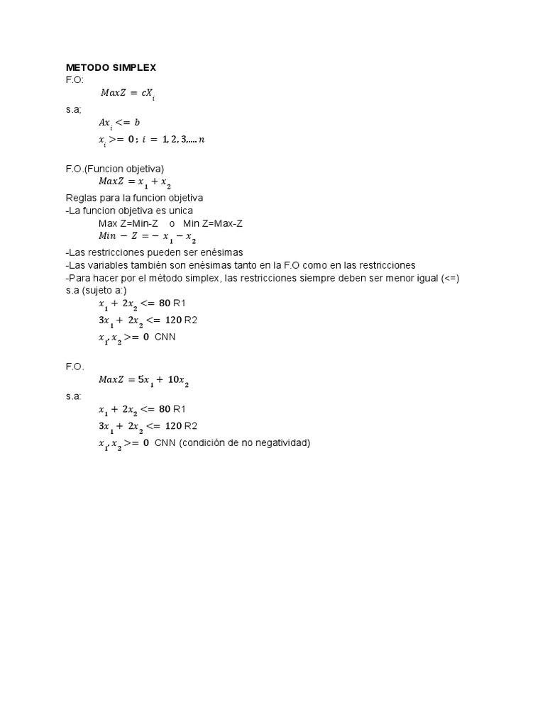 Metodo Simplex | PDF | Optimización combinatoria | Álgebra