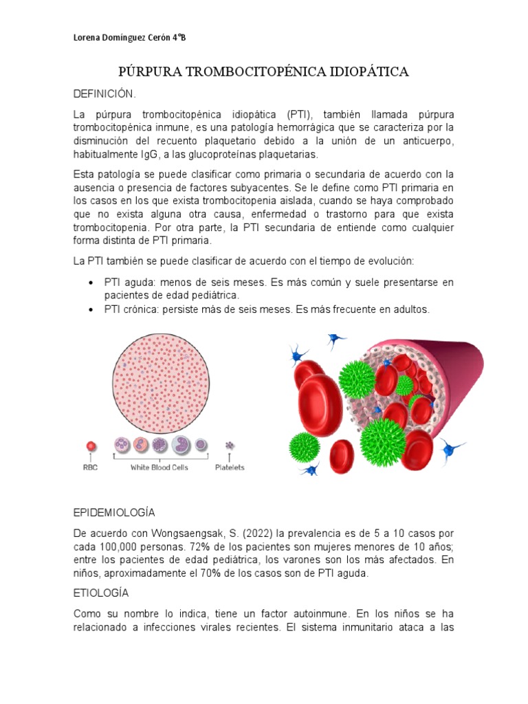 Púrpura Trombocitopénica Idiopática PDF Especialidades Medicas Causas de la muerte