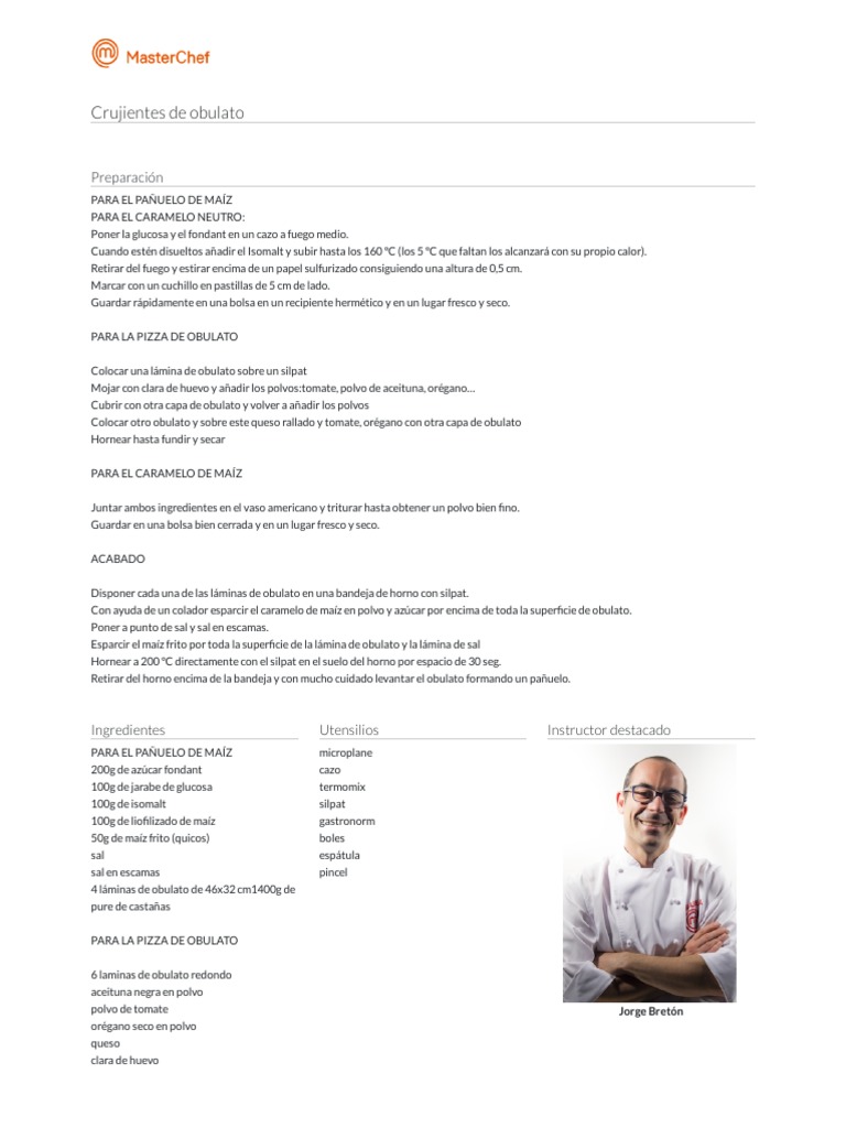Crujiente de Obulato | PDF | Ingredientes de comida | Cocina occidental