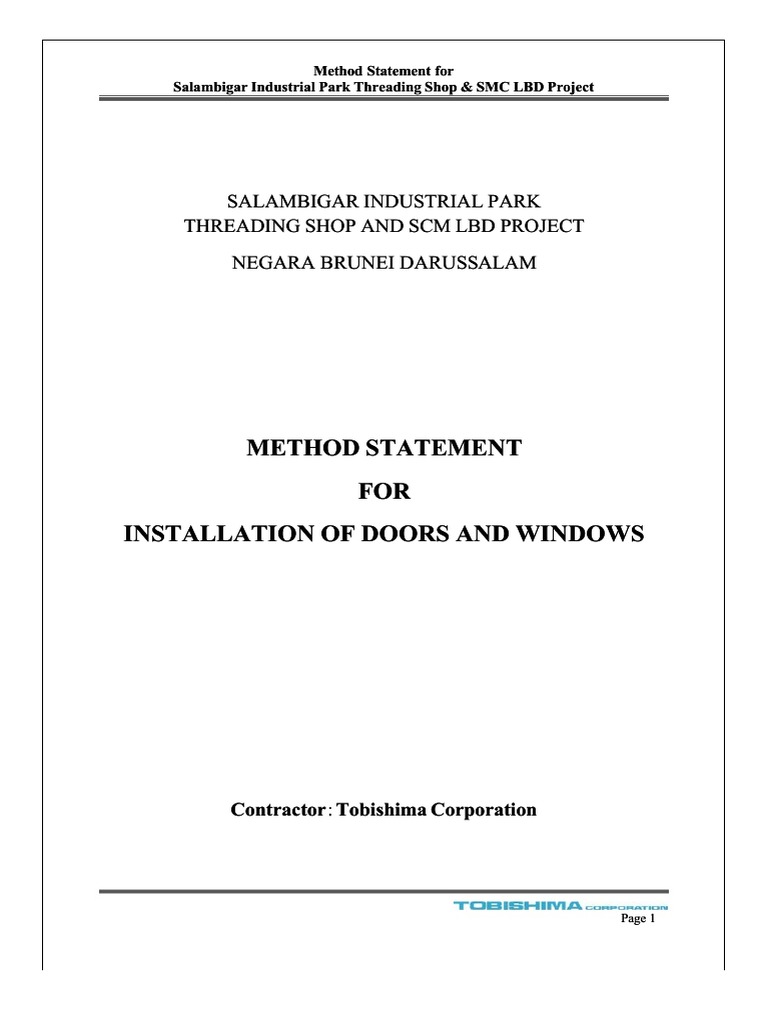 17 Method Statement Doors And Windows Pdf Door Window