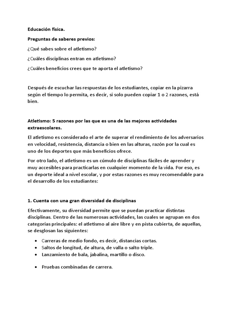 Educacion Física Viernes 2 | PDF | Deporte del atletismo