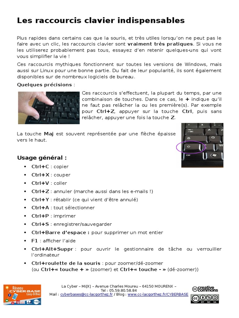 Raccourcis Clavier Indispensables | PDF | Raccourci clavier | Clavier d ...