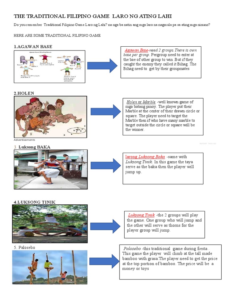 Ang Mga Laro NG Ating Lahi | PDF | Children's Entertainment | Play