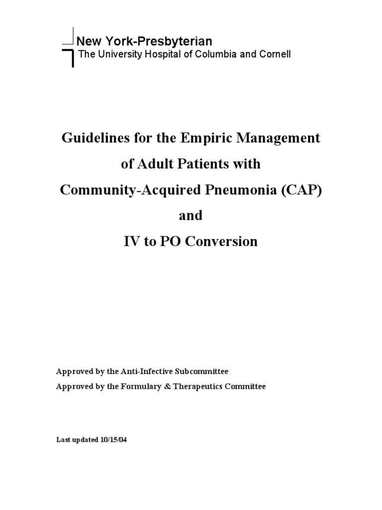 CAP Management Guidelines for Adults | PDF | Pneumonia | Infection