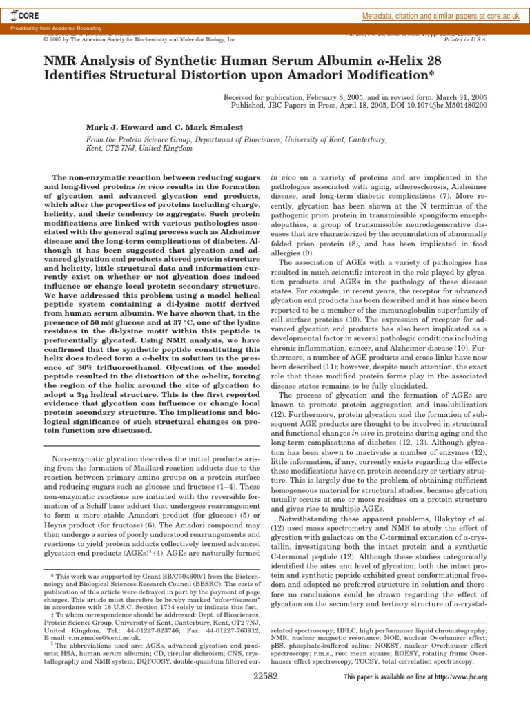 NMR Analysis of Synthetic Human Serum Albumin Identifies Structural