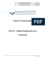 Principales Transacciones SAP PP