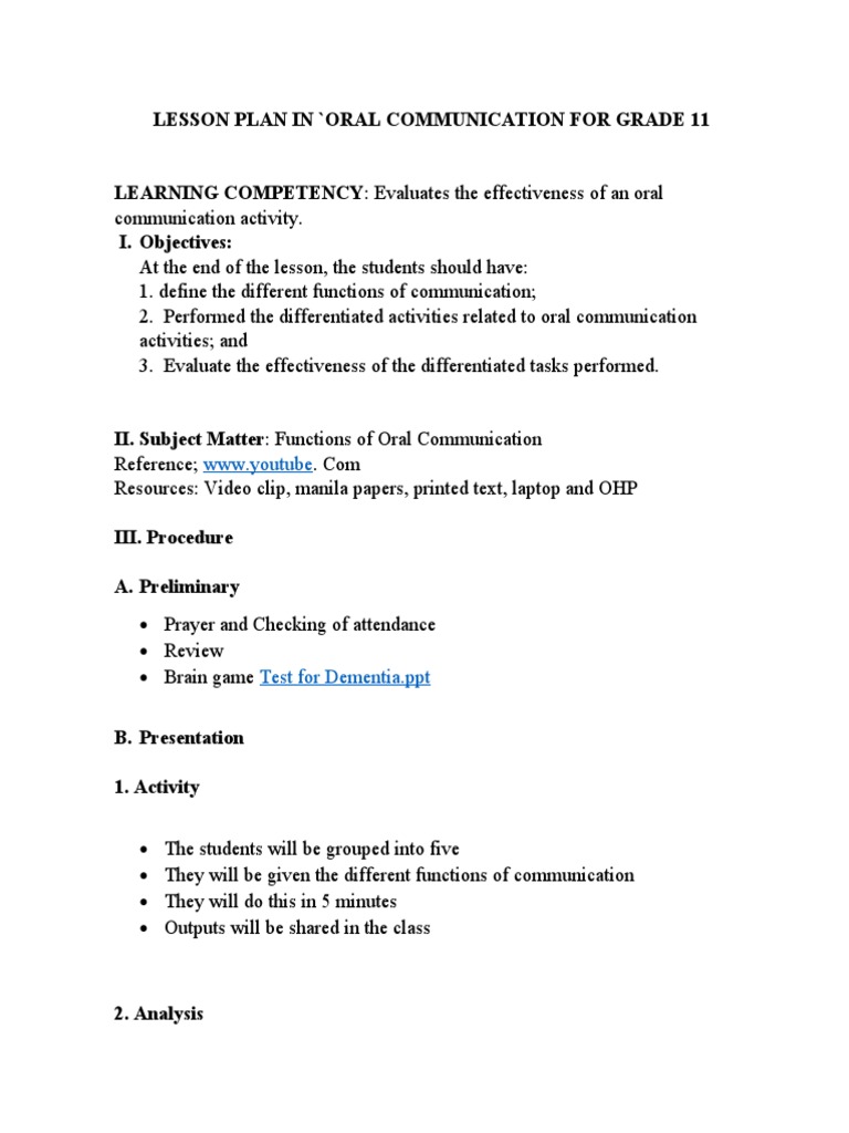 LC 14 Oral Communication | PDF image.