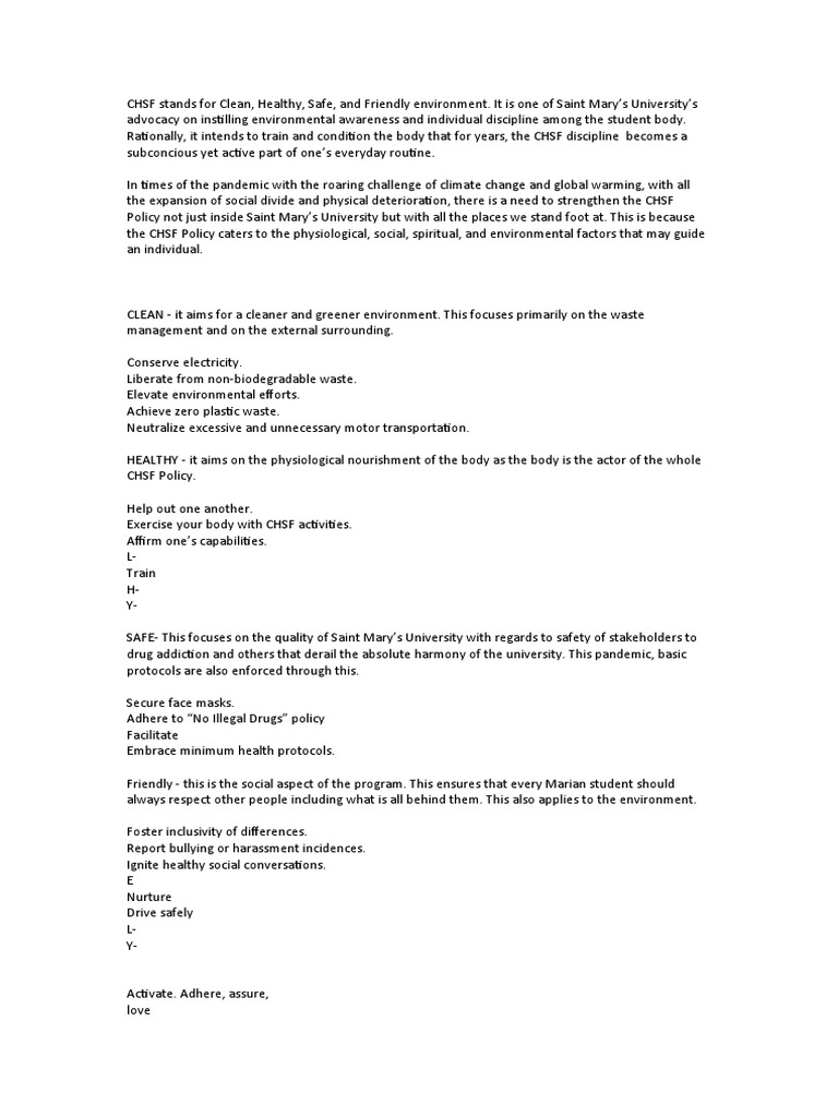 CHSF Flyer Content | PDF
