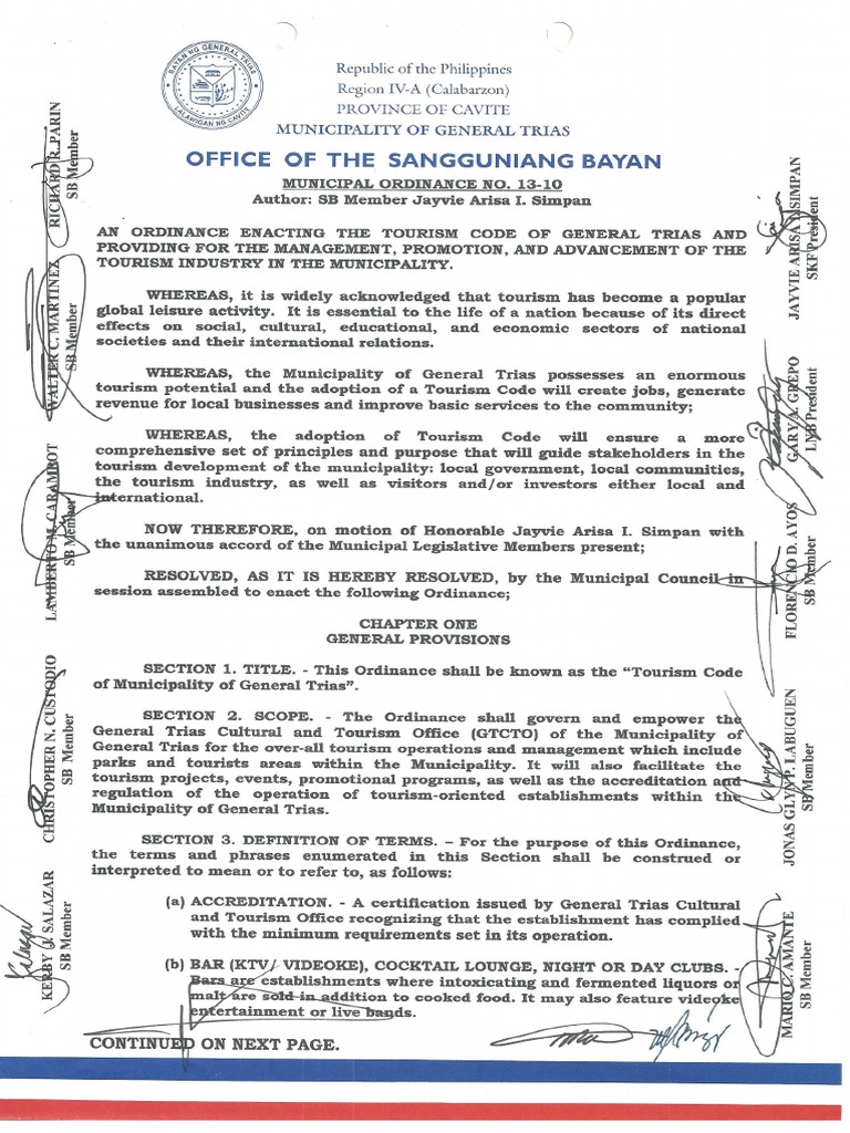 General Trias Tourism Code PDF