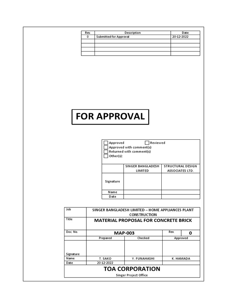 MAP-003 Material Proposal For Concrete Brick Rev.A | PDF | Brick ...