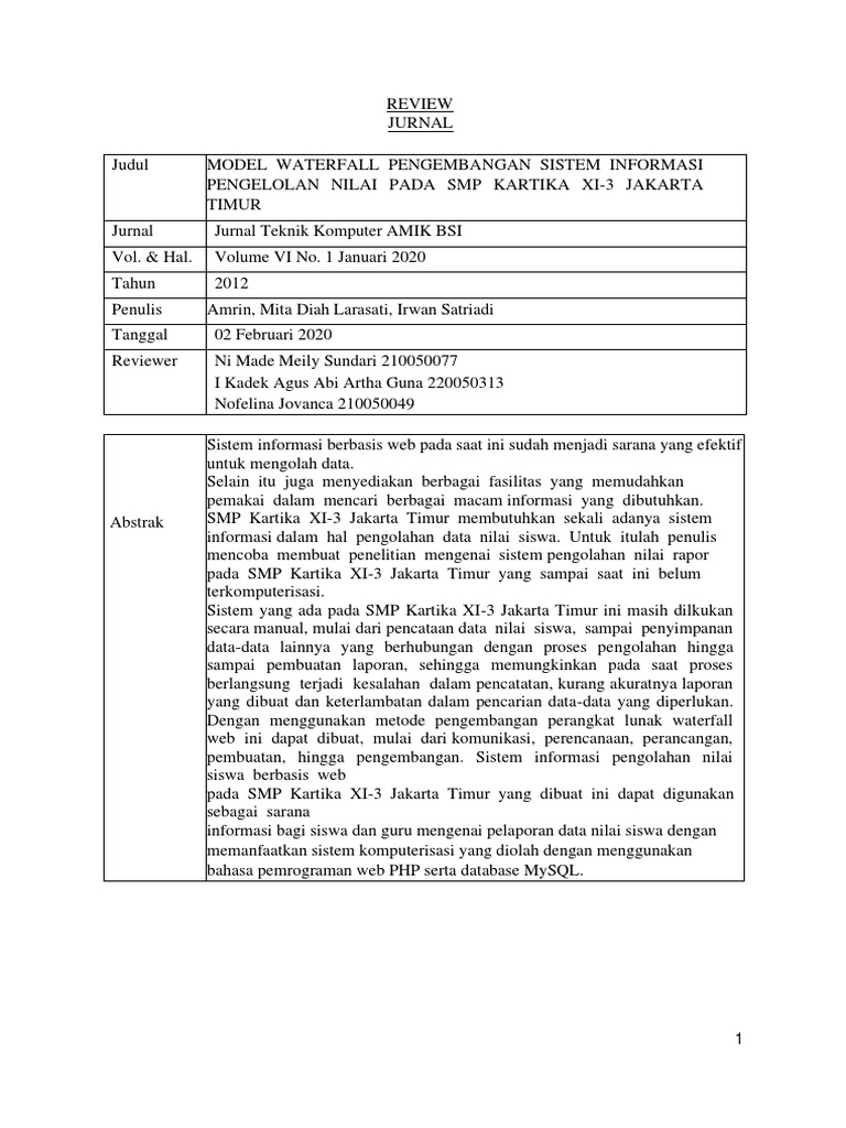 RPL Kelompok 1 Model Waterfall | PDF | Komputer