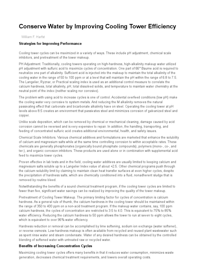 Converse Water by Improving Cooling Tower Efficiency PDF Corrosion