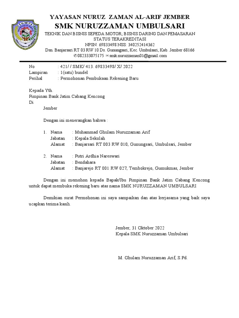 Undangan Rapat Sekolah | PDF