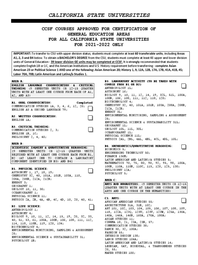 CCSF Csu Ge | PDF | Science