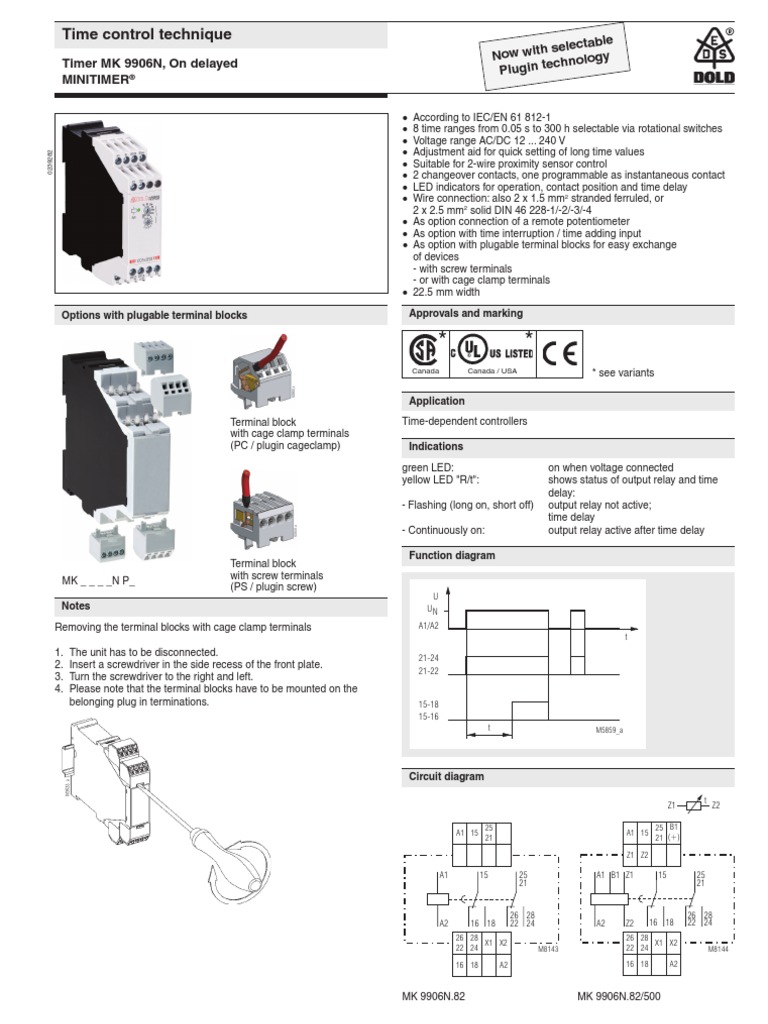 Time Control Technique: Timer MK 9906N, On Delayed Minitimer | PDF ...