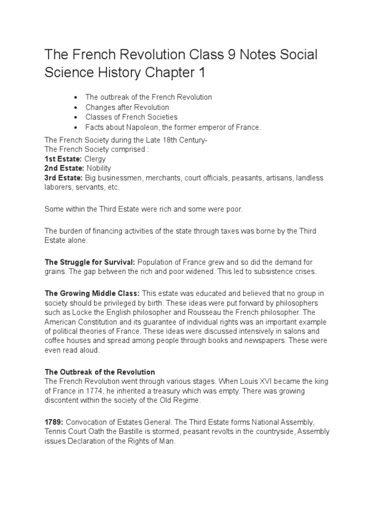 HISTORY FRENCH REVOLUTION NOTES | PDF | French Revolution | Maximilien ...