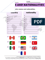 Countries and Nationalities Key