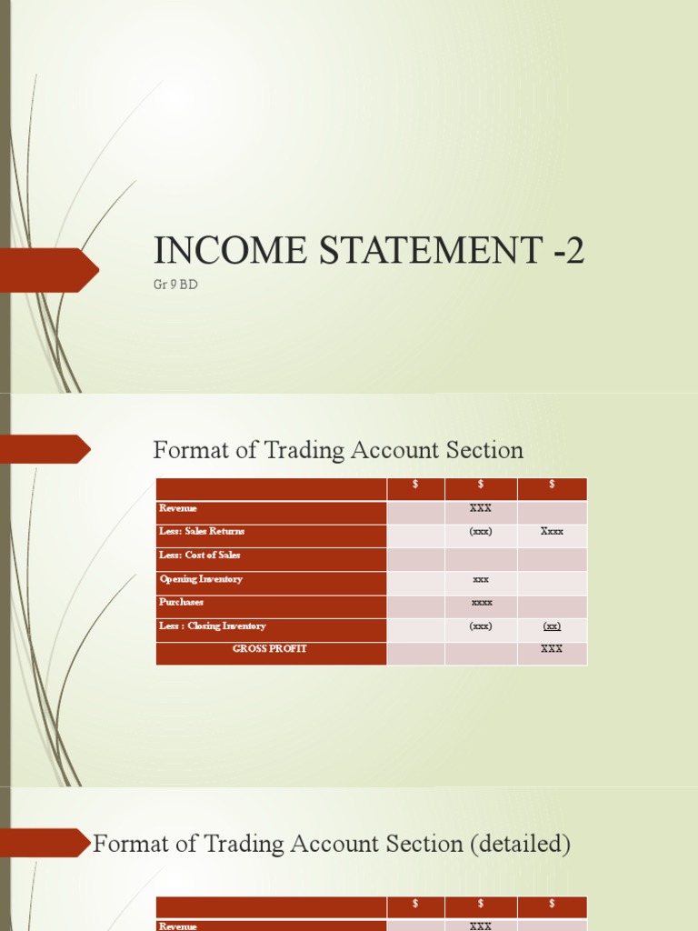 INCOME STATEMENT Trading Account Section | PDF