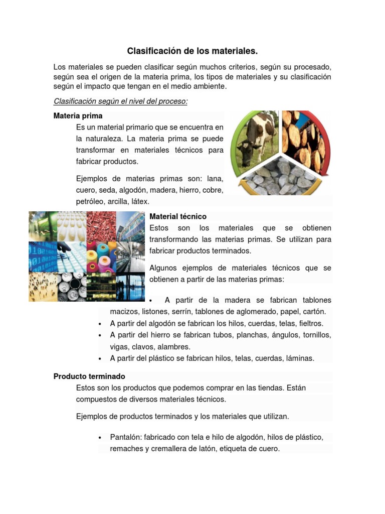 Clasificación de materiales y ejemplos | PDF | Madera | El plastico