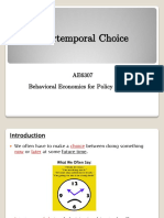 Intertemporal Choice: AE6307 Behavioral Economics For Policy Analysis