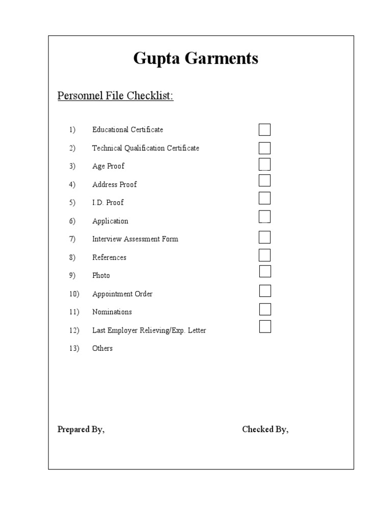 Personnel file checklist form 34 pdf