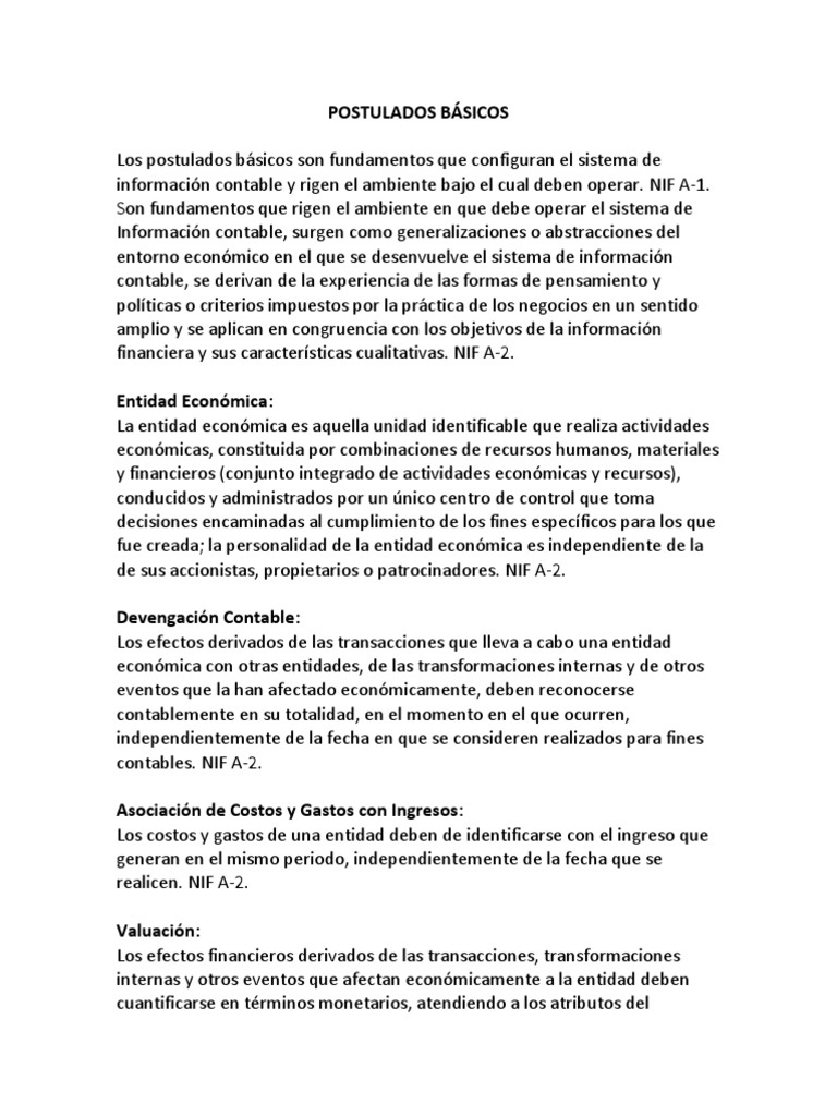 Postulados Básicos de Contabilidad | PDF | Contabilidad | Economias