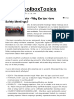 Behavioral Safety - Why Do We Have Safety Meetings - Safety Toolbox Talks Meeting Topics
