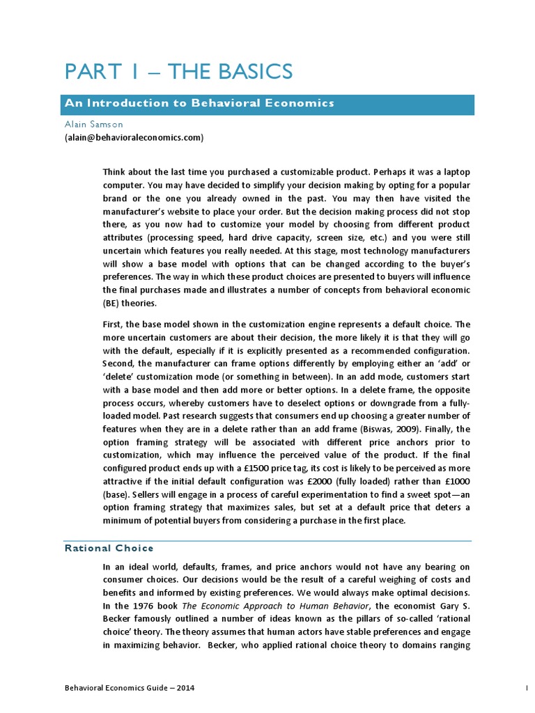 An Introduction To The Basics Of Behavioral Economics Pdf