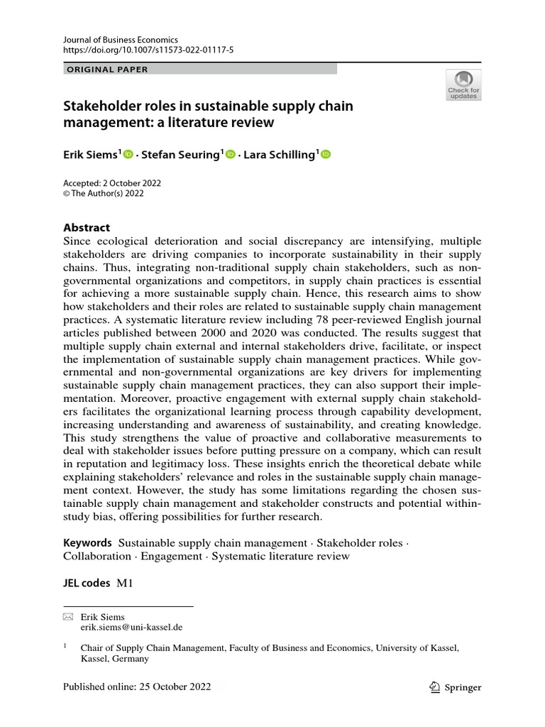 Stakeholders Role in Supply Chain | PDF | Supply Chain Management ...