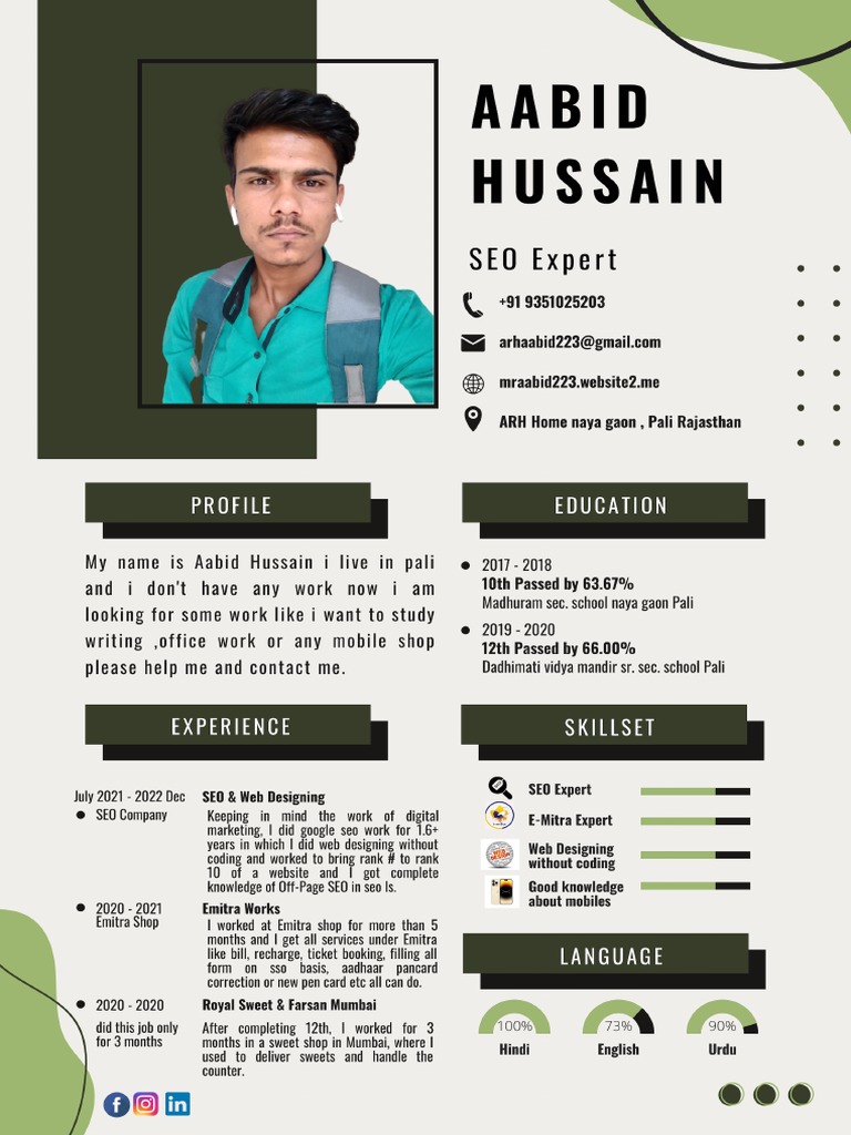 Aabid hussain resume pdf