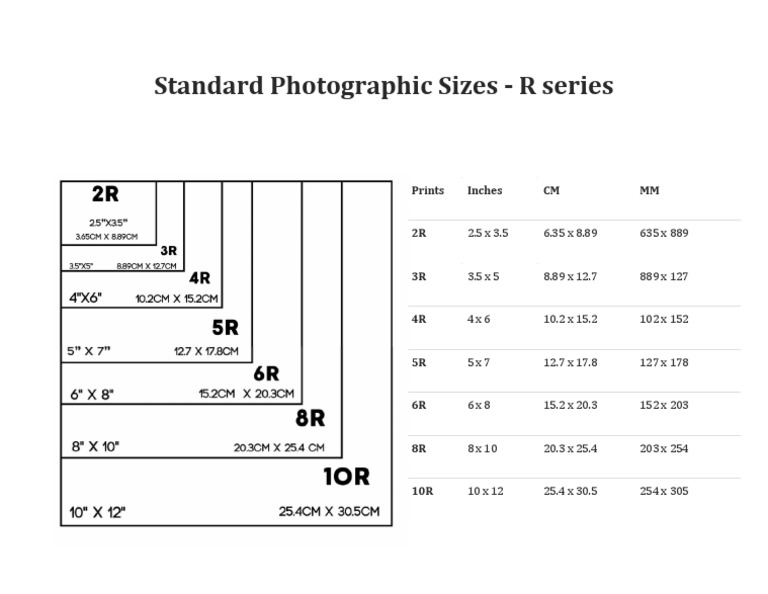 Standard Photographic Sizes PDF