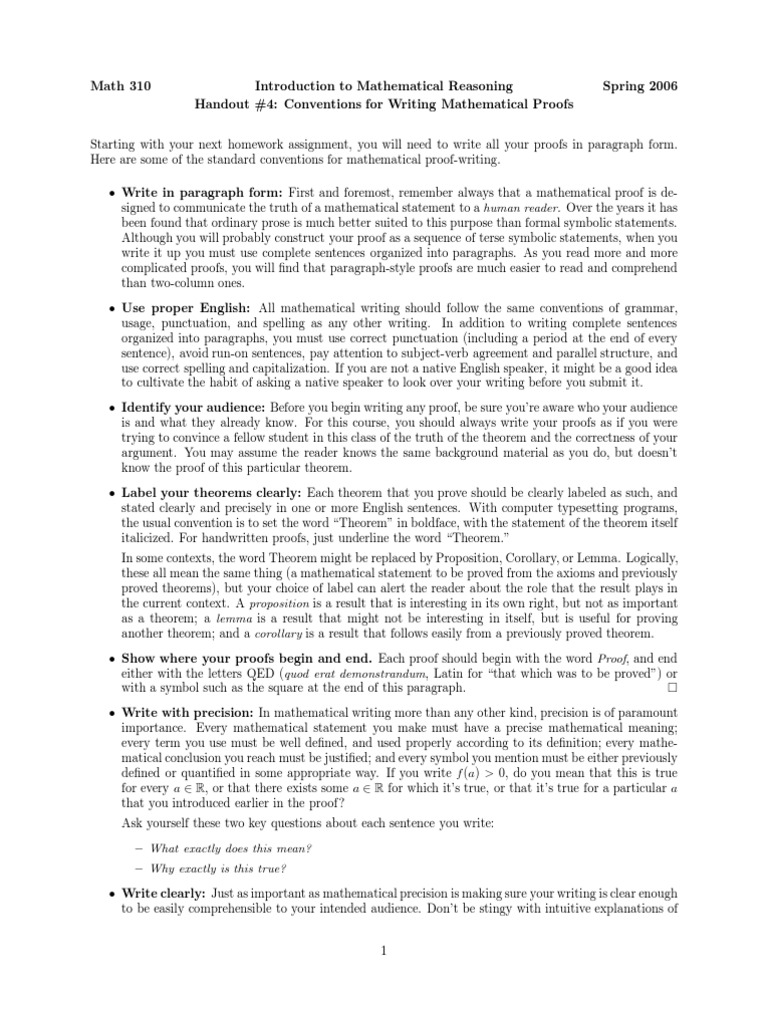Writing Proofs | PDF | Theorem | Mathematical Proof