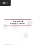 Law No. (13) of 2016 On Protecting Personal Data Privacy - English