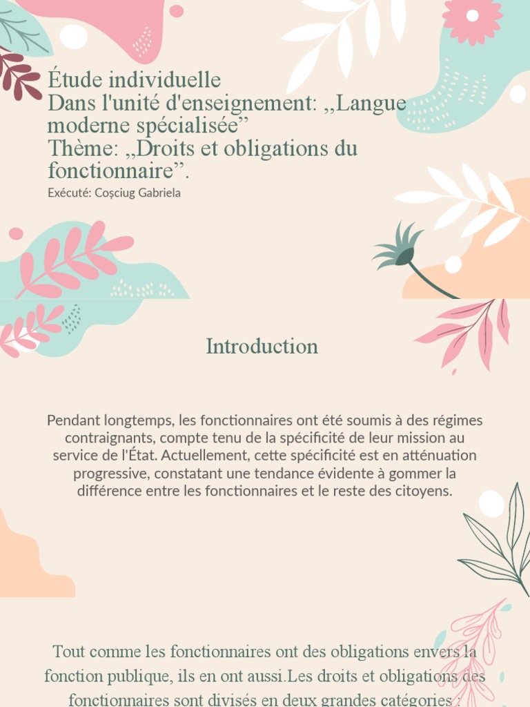 Droits et obligations des fonctionnaires | PDF