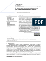 Alertness, Self-Efficacy, and Intention: Mediating Effects Encouraging Students Entrepreneurship Behavior