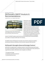 McDonald's SWOT Analysis & Recommendations - Panmore Institute
