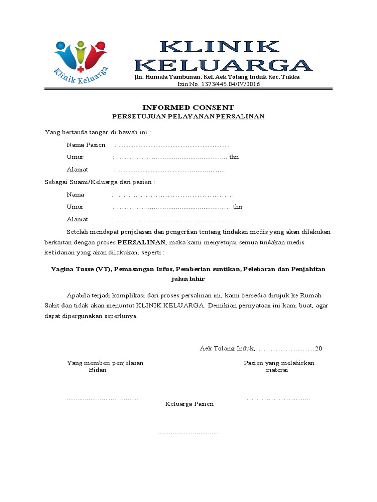 Persetujuan Pelayanan Persalinan | PDF