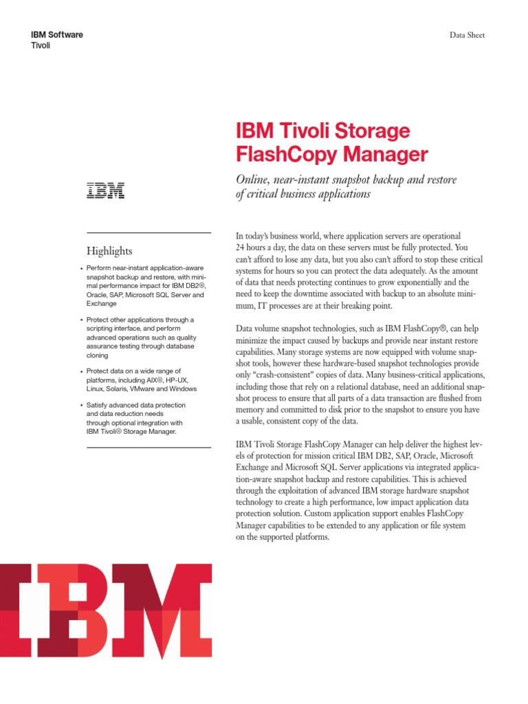Ibm tivoli storage flashcopy manager pdf backup ibm db2