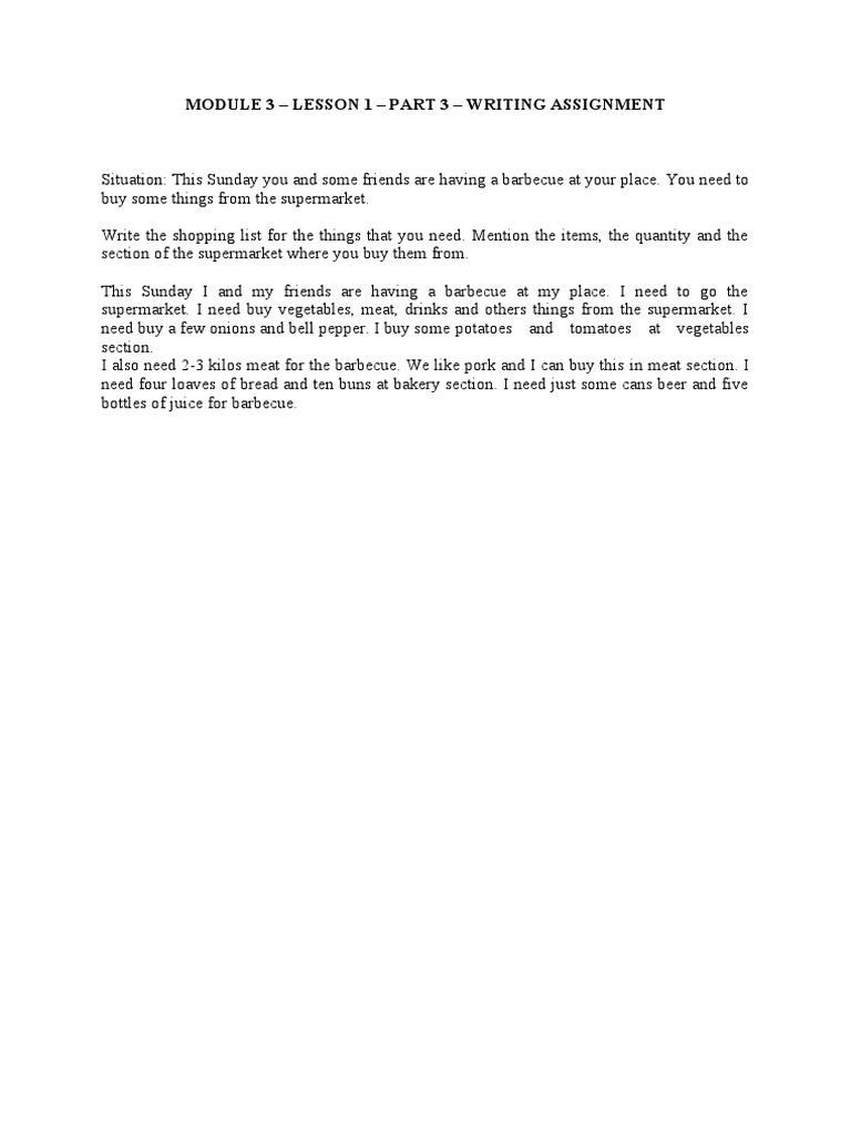 Module 3 - Lesson 1 - Part 3 - Writing Assignment | PDF