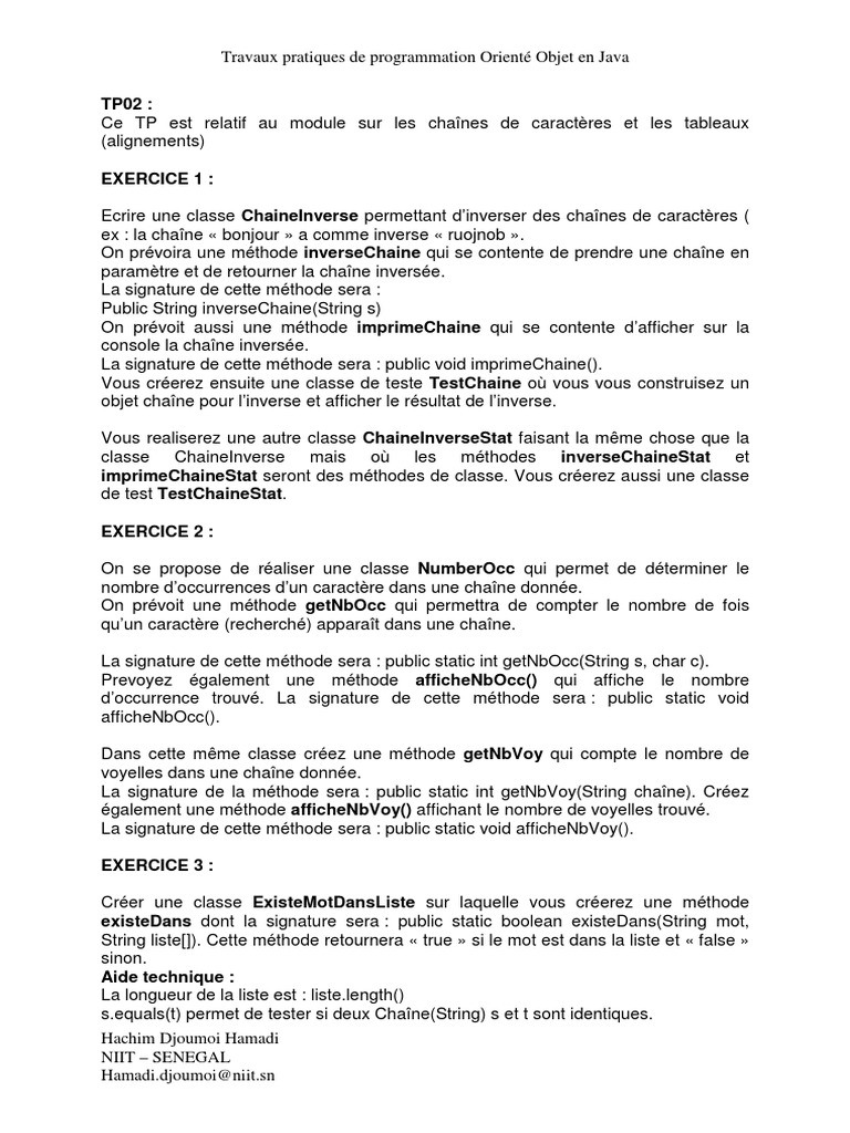 TP Programmation Orientée Objet Java | PDF | Java (Langage de ...