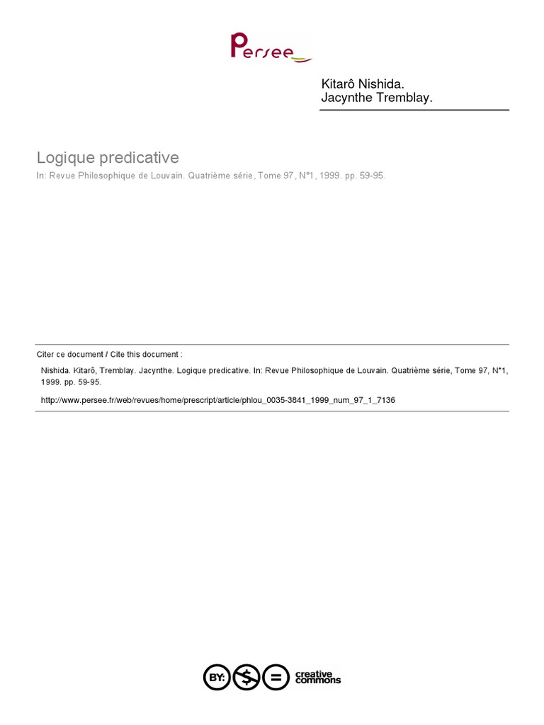 Logique Predicative - Nishida | PDF | Conscience | Concept