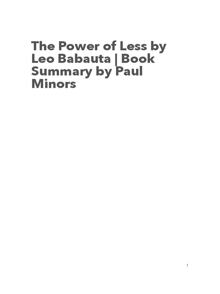 The Power Of Less Pdf Goal Minimalism