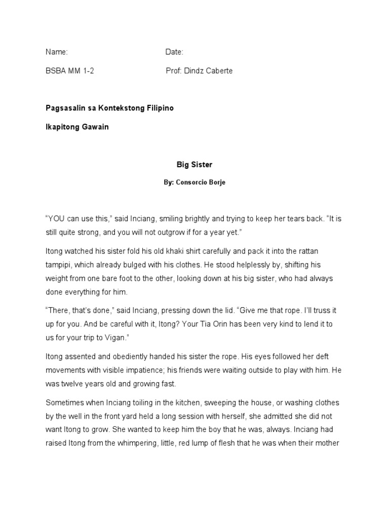 Example Of Short Story Written By Filipino Author