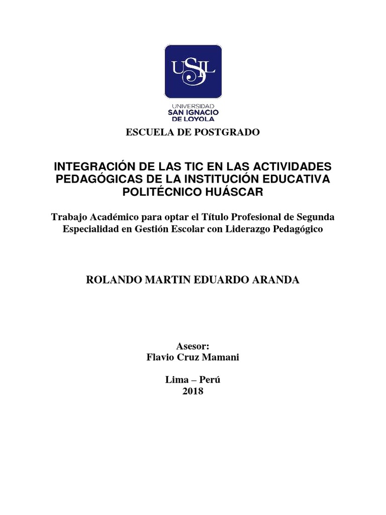 Integración de TIC en Politécnico Huáscar | PDF | Método de enseñanza ...