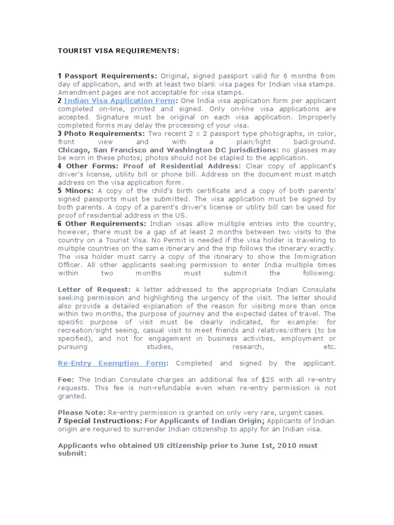 Indian Tourist Visa Application Guide | PDF | Travel Visa | Passport