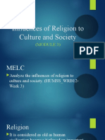 Influences of Religion To Culture and Society