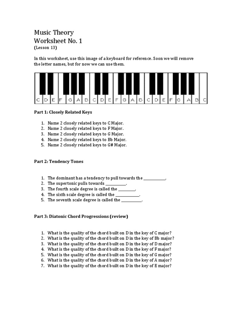 Key Musical Concepts Closely Related Keys, Tendency Tones, and