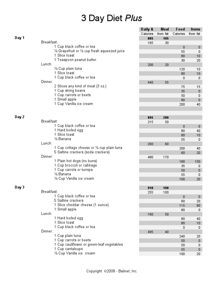 3 Day Diet | PDF