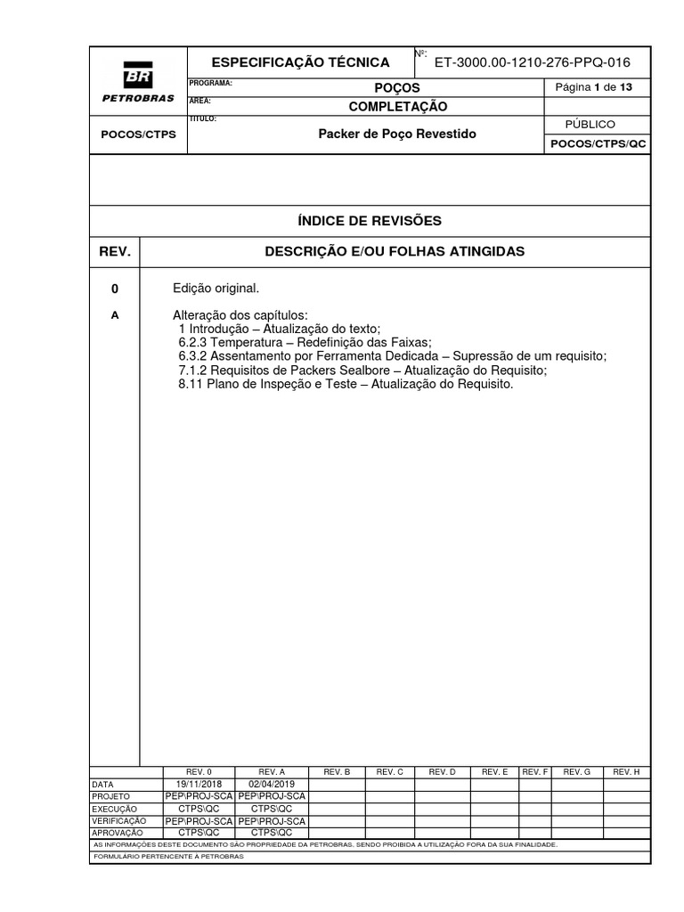 Packer de Poco Revestido | PDF | Pressão